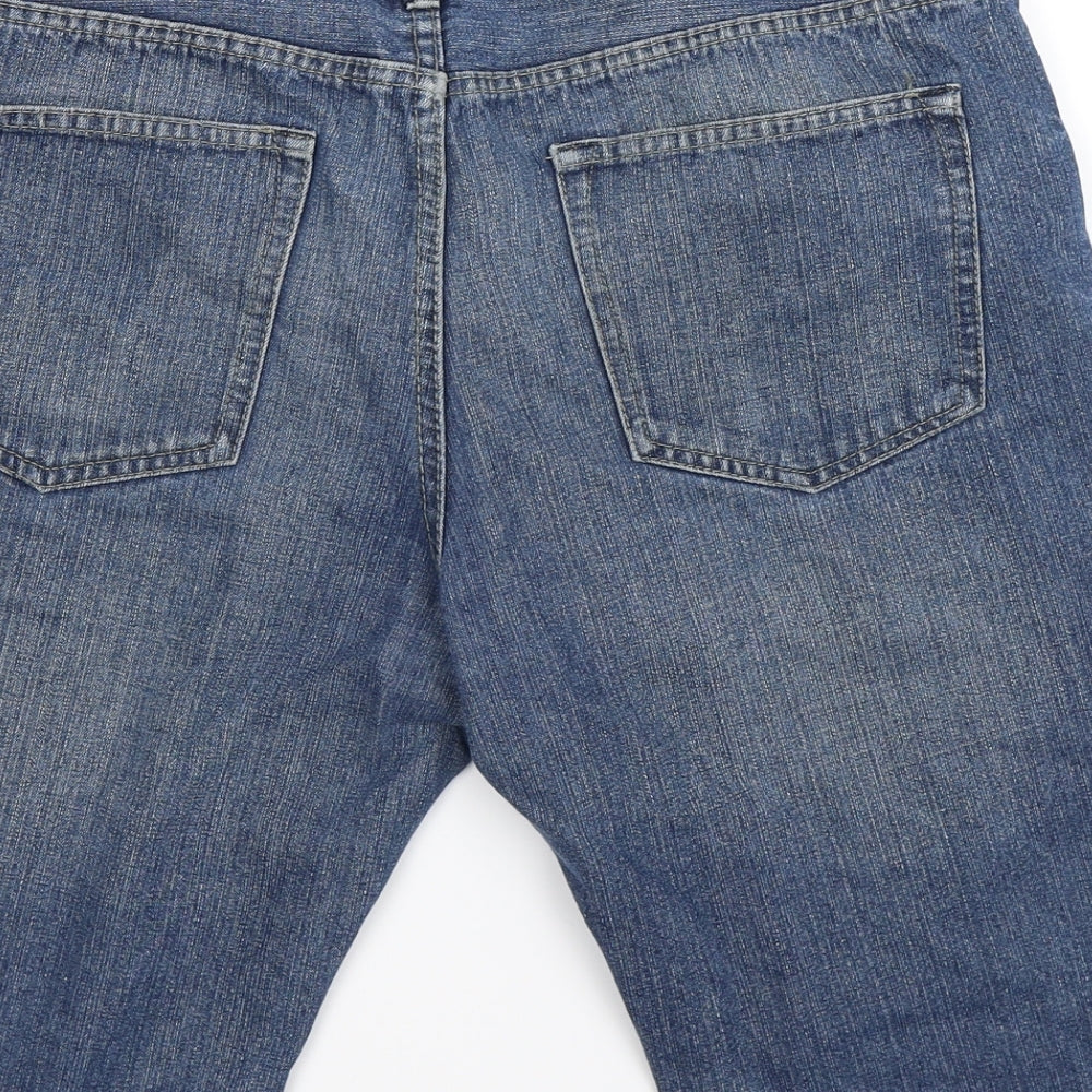 Easy Mens Blue  Denim Bermuda Shorts Size 32