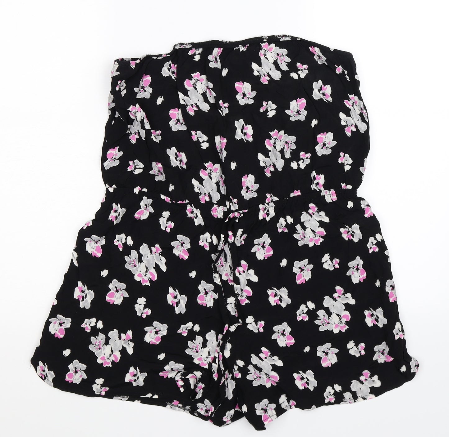 F&F Womens Black Floral  Jumpsuit One-Piece Size 12 L3 in