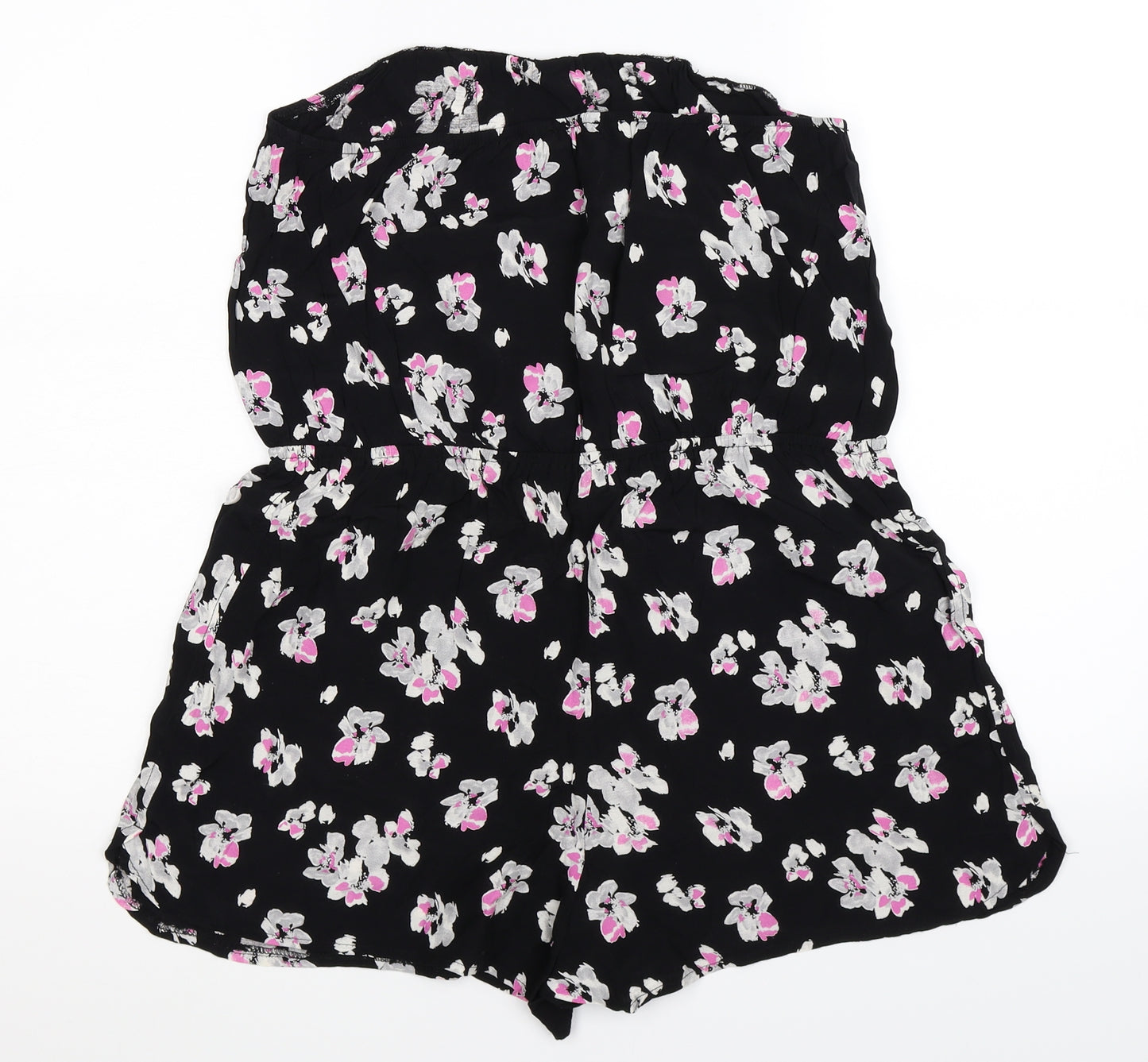 F&F Womens Black Floral  Jumpsuit One-Piece Size 12 L3 in