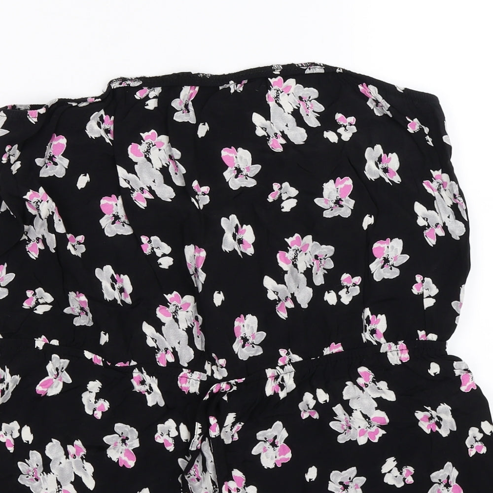 F&F Womens Black Floral  Jumpsuit One-Piece Size 12 L3 in