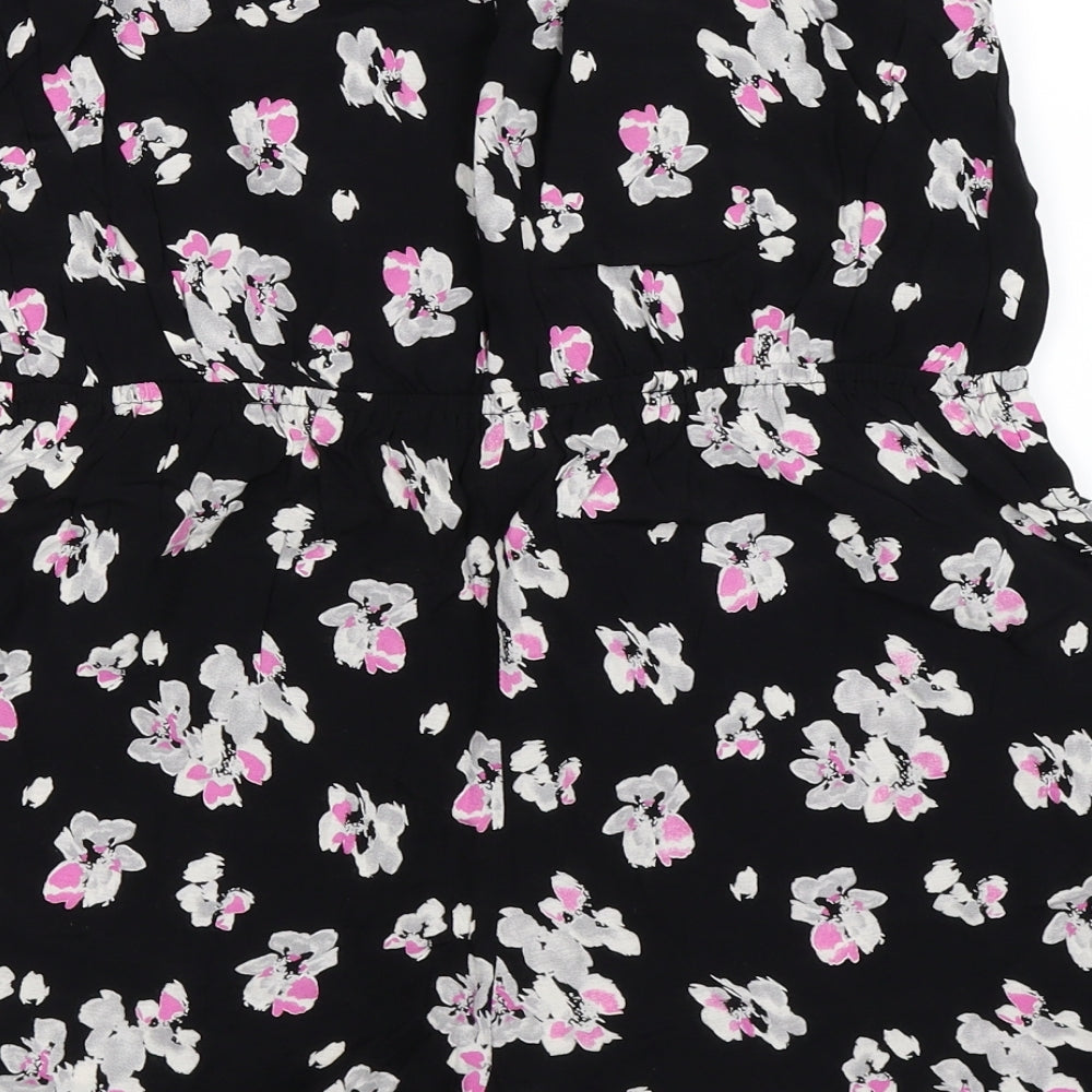 F&F Womens Black Floral  Jumpsuit One-Piece Size 12 L3 in