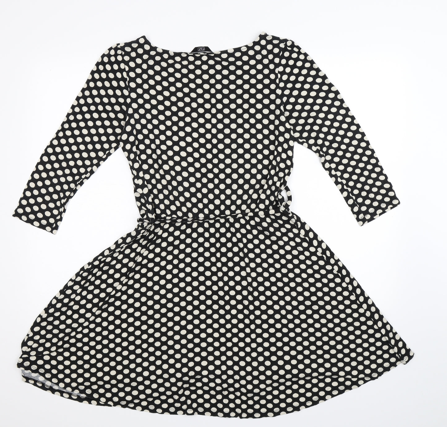 F&F Womens Black Polka Dot  Fit & Flare  Size 12