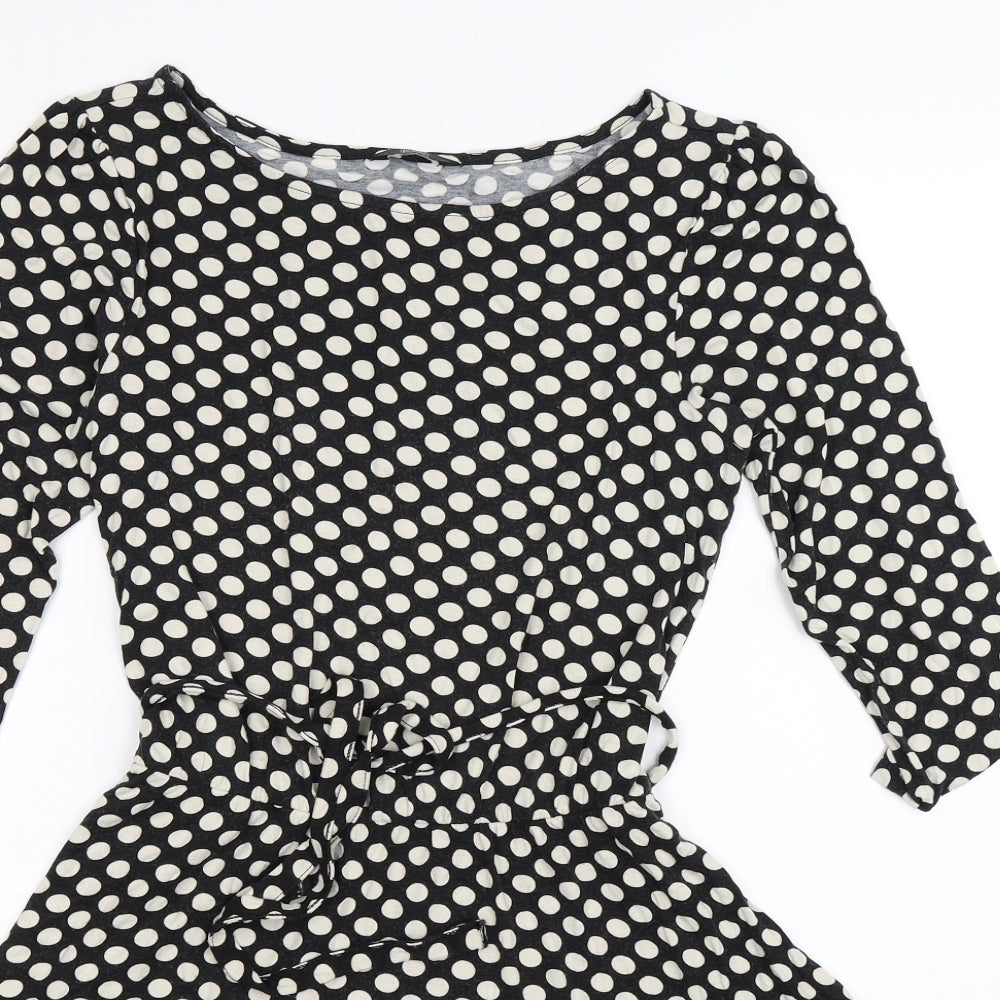 F&F Womens Black Polka Dot  Fit & Flare  Size 12