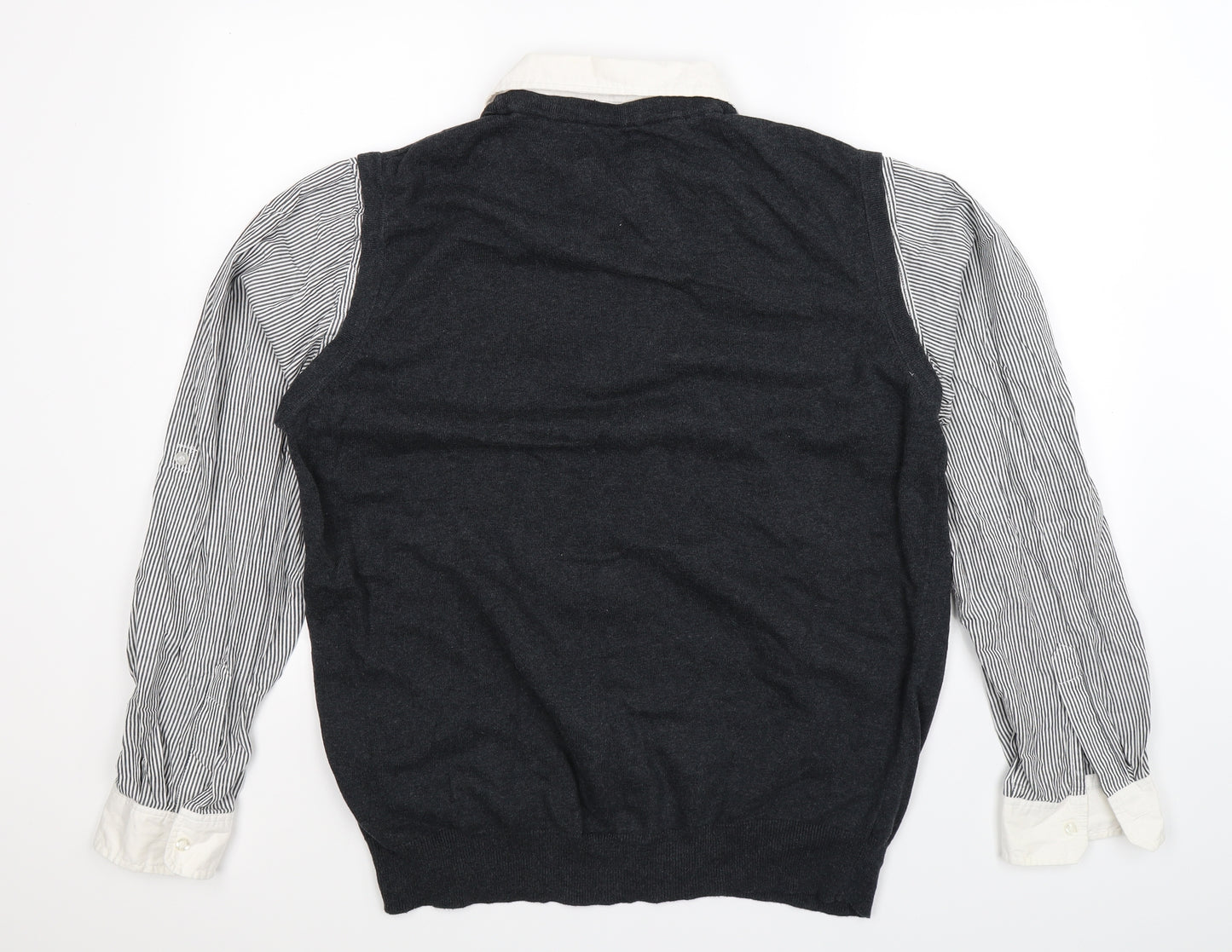 F&F Mens Grey Striped  Pullover Jumper Size XL