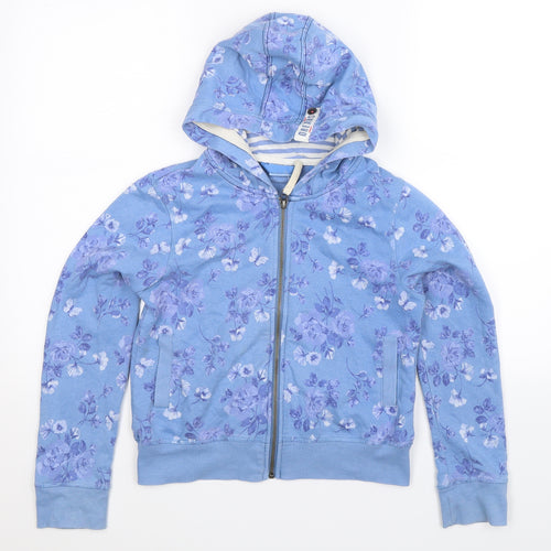 NEXT Girls Blue Floral  Full Zip Hoodie Size 13 Years