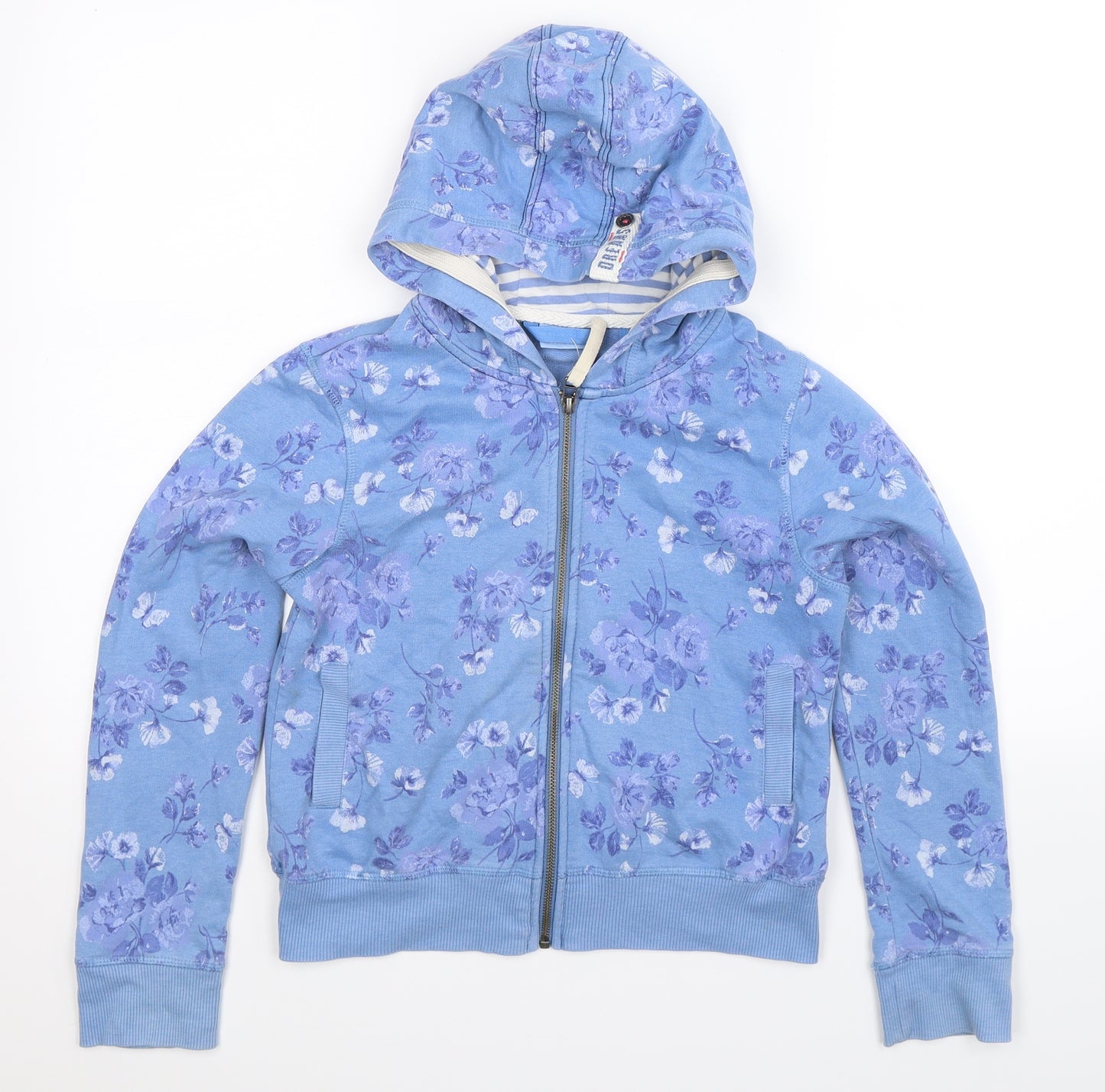 NEXT Girls Blue Floral  Full Zip Hoodie Size 13 Years