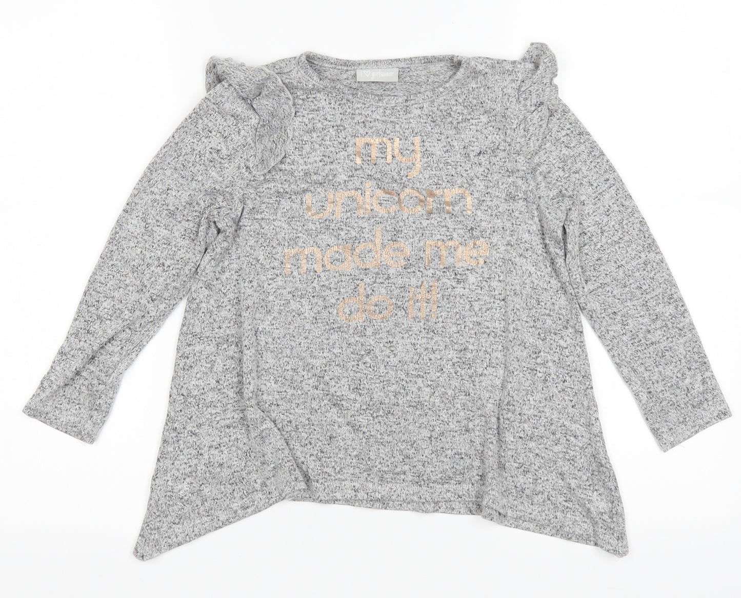 I Love Girlswear Girls Grey   Basic T-Shirt Size 7 Years