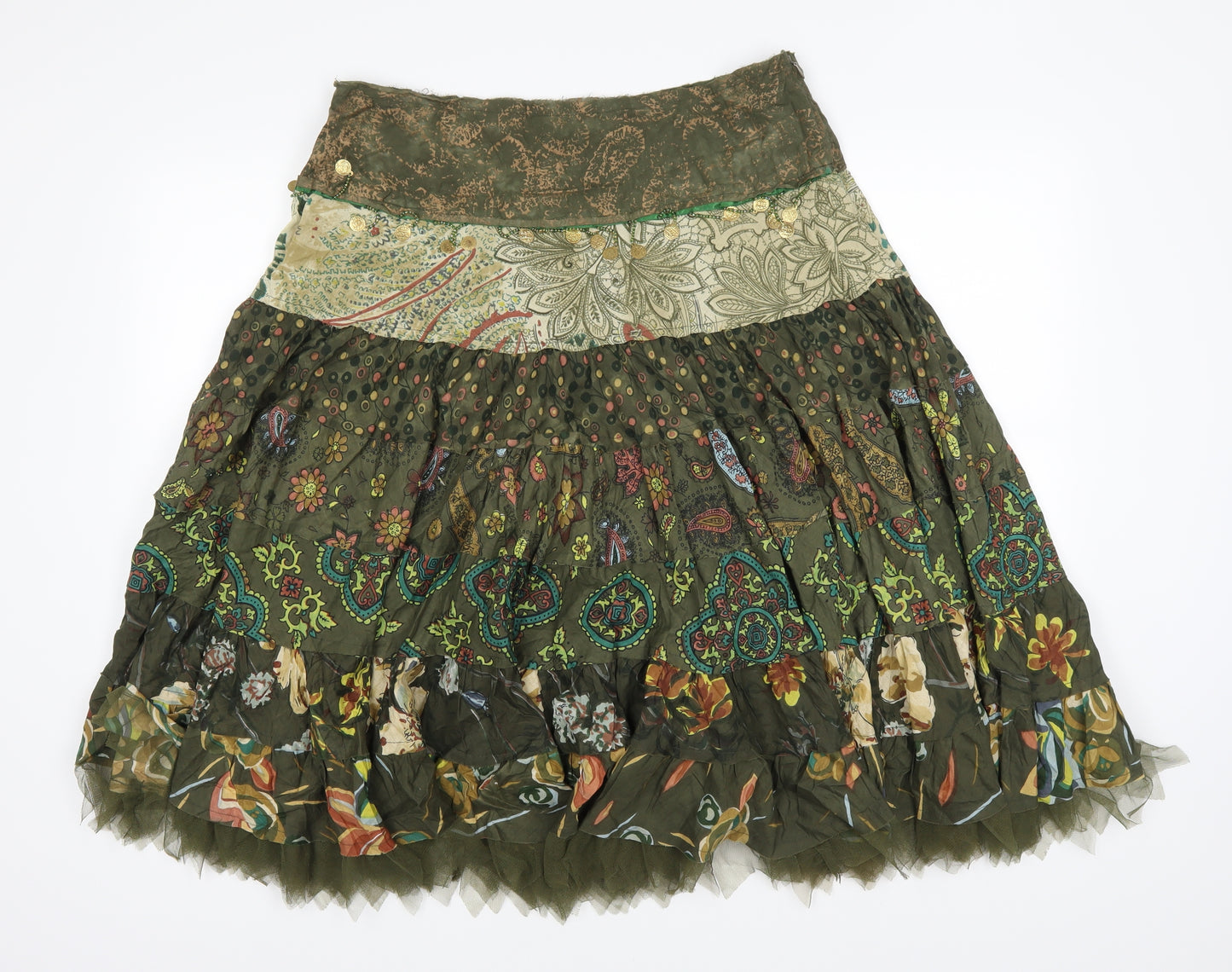 esta feni Womens Green Paisley  Peasant Skirt Size 32 in
