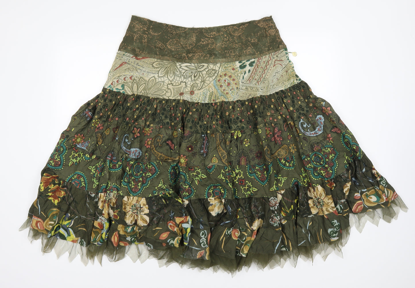esta feni Womens Green Paisley  Peasant Skirt Size 32 in