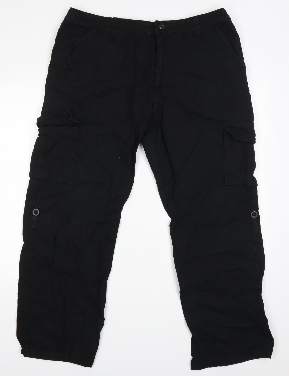 George Mens Black   Cargo Trousers Size 36 in L31 in