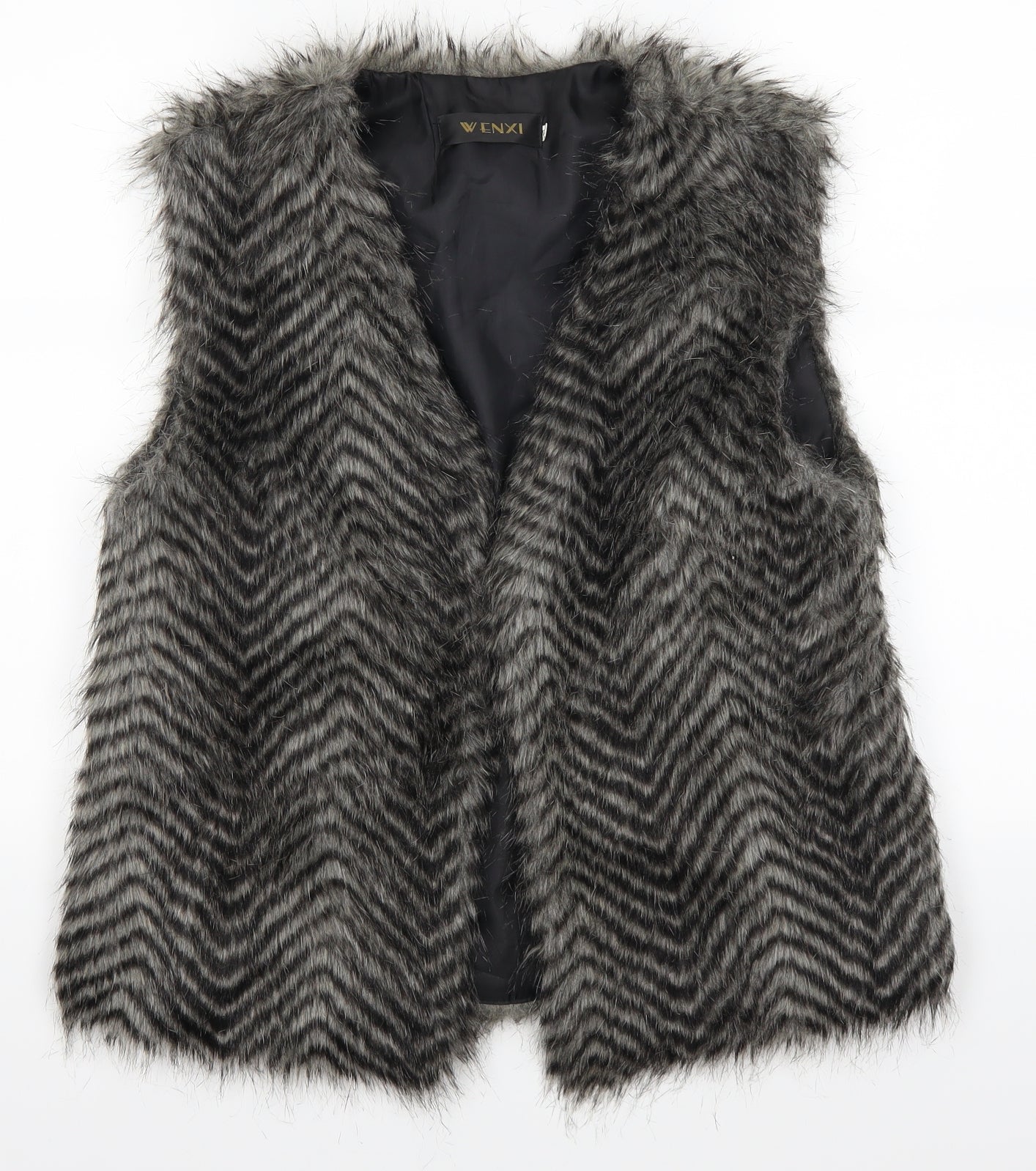 Wenxi Womens Grey Animal Print  Jacket Waistcoat Size 2XL