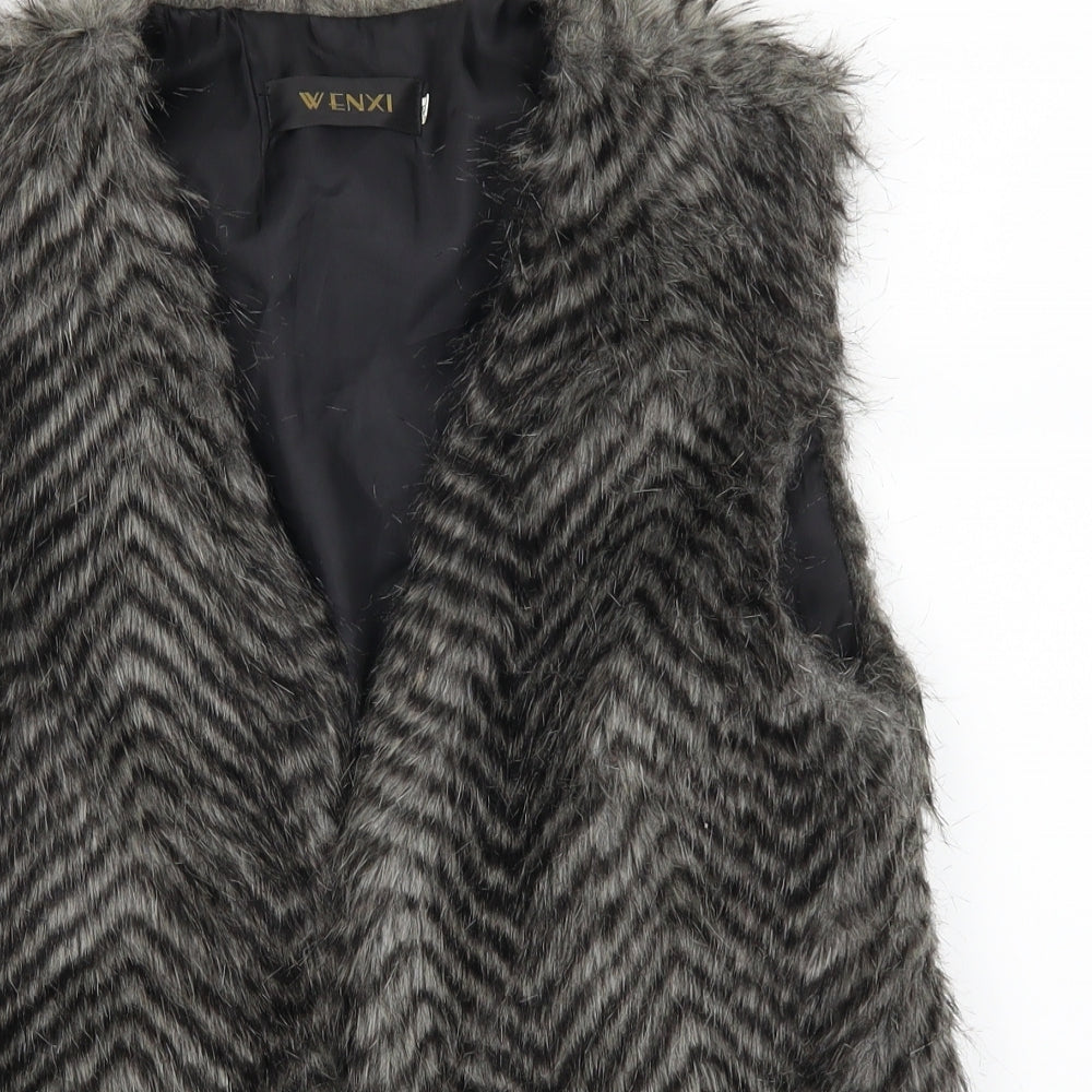 Wenxi Womens Grey Animal Print  Jacket Waistcoat Size 2XL