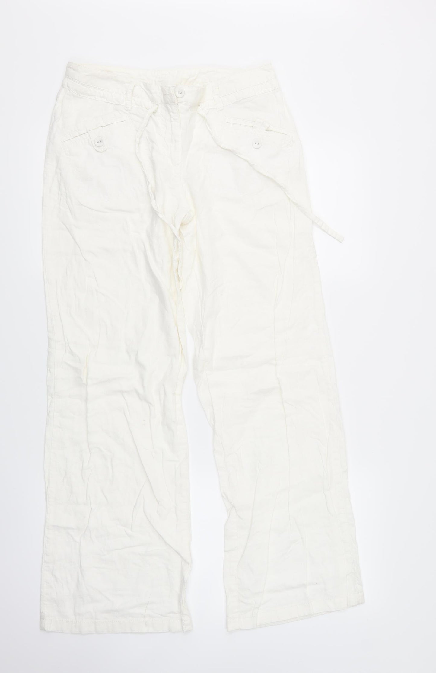 NEXT Womens White   Trousers  Size 8 L29 in