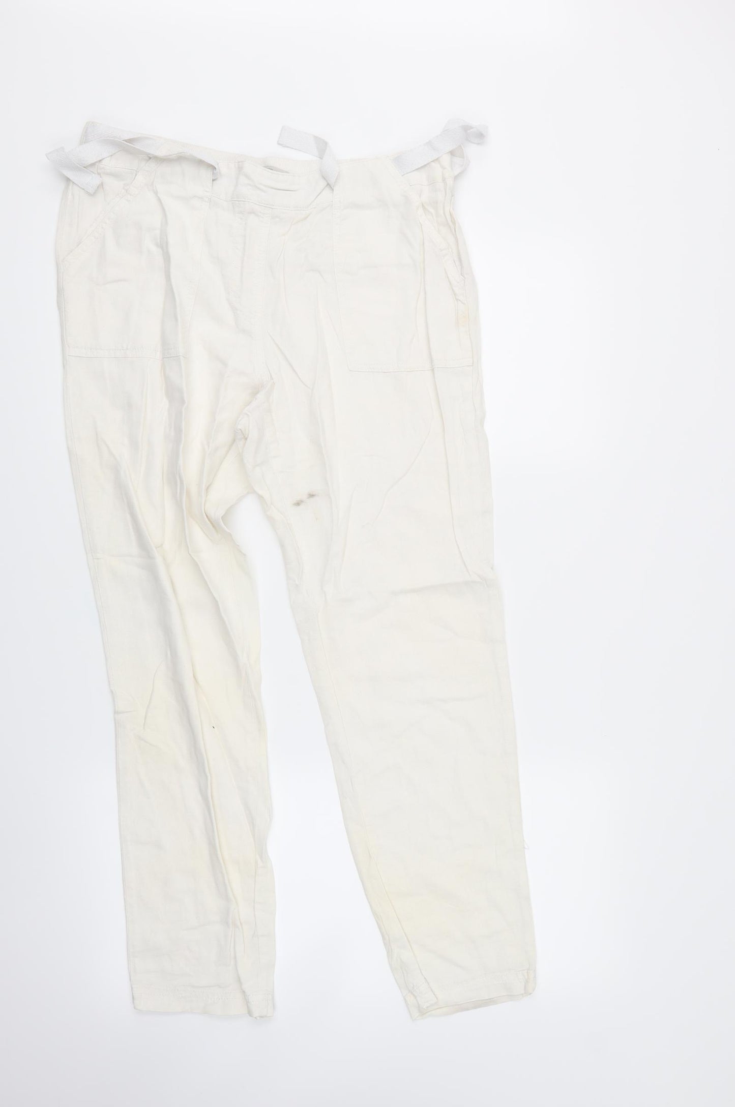 George Womens White   Cargo Trousers Size 12 L27.5 in
