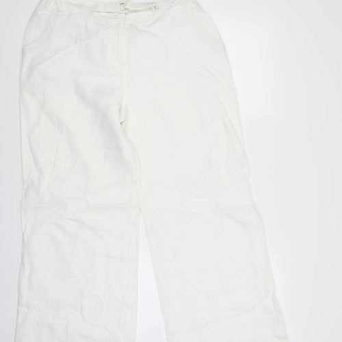 Per Una Womens White   Trousers  Size 12 L27.5 in