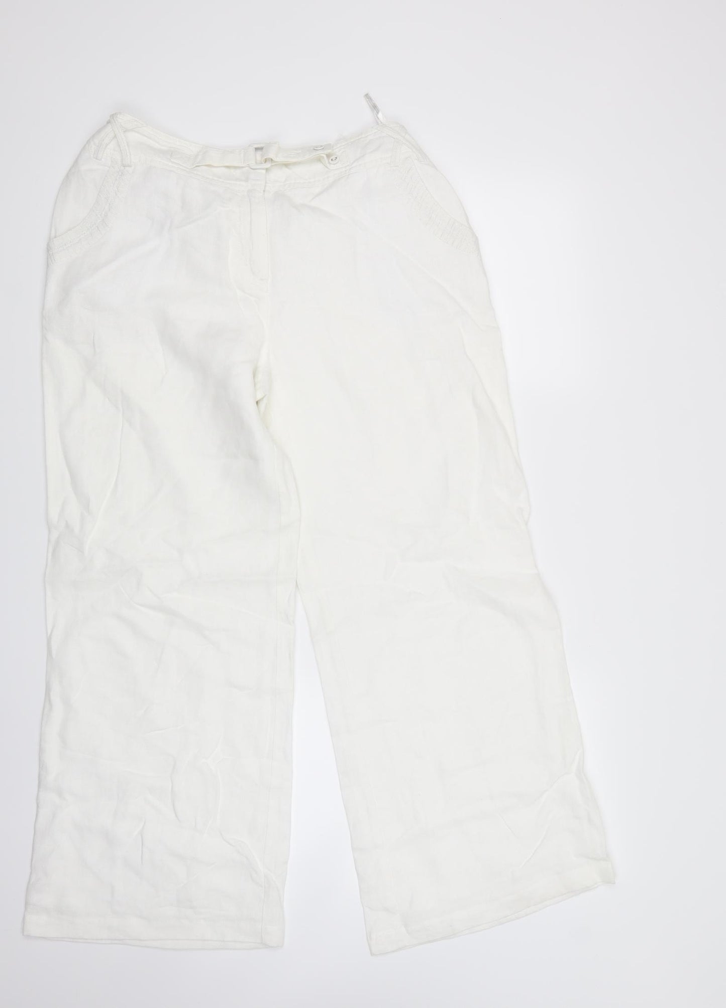 Per Una Womens White   Trousers  Size 12 L27.5 in