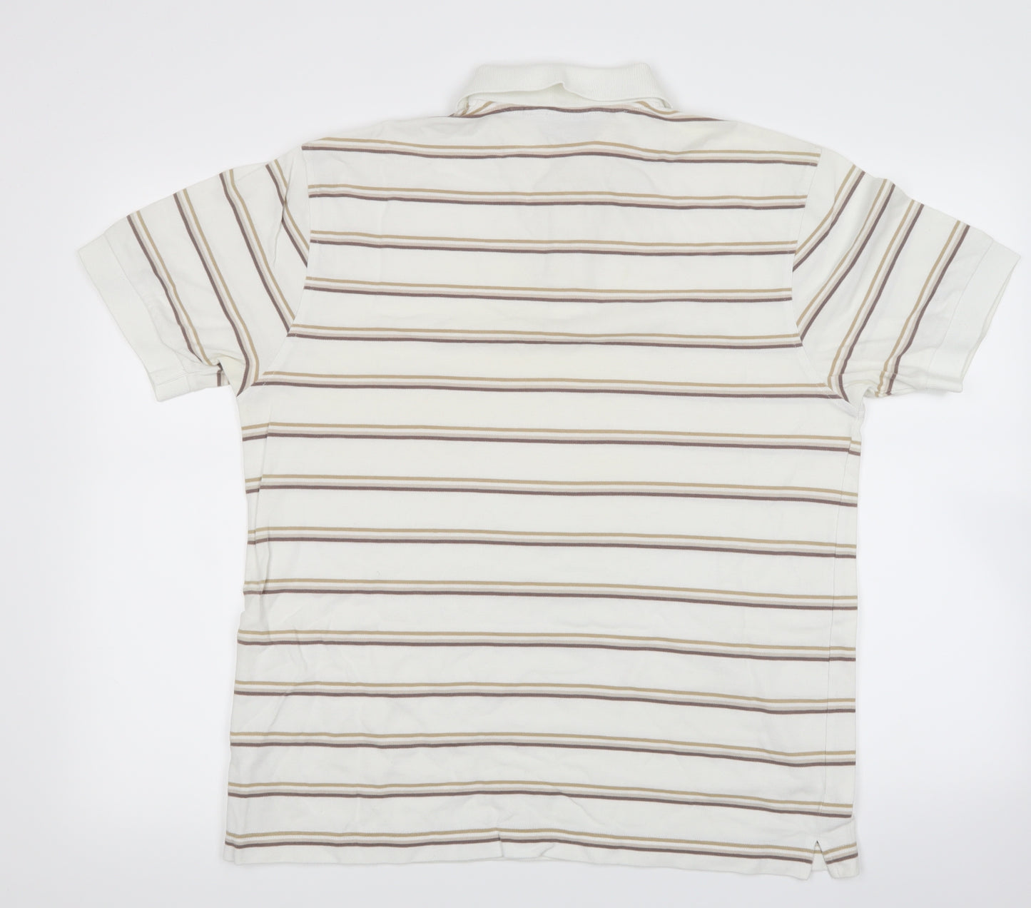 Fraser Menswear Mens White Striped   Polo Size M
