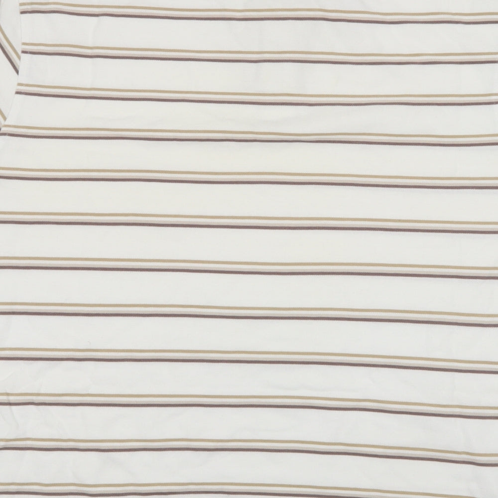 Fraser Menswear Mens White Striped   Polo Size M