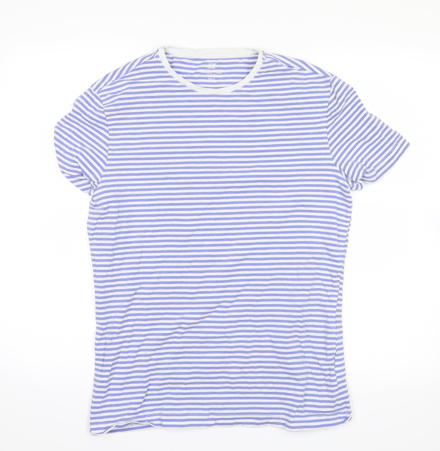 H&M Mens Blue Striped   T-Shirt Size M