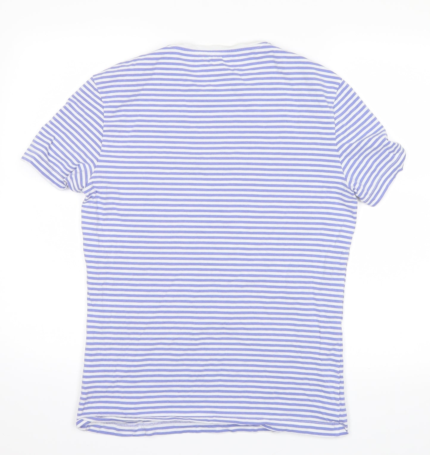 H&M Mens Blue Striped   T-Shirt Size M
