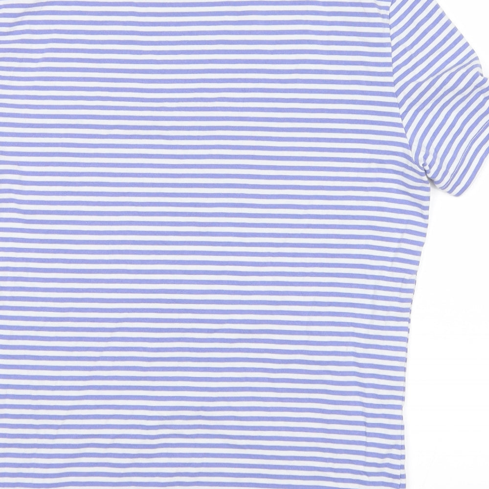 H&M Mens Blue Striped   T-Shirt Size M
