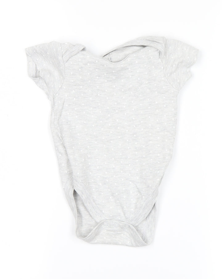 pure nanu Grey Polka Dot Babygrow One-Piece Size 12-18 Months - stars