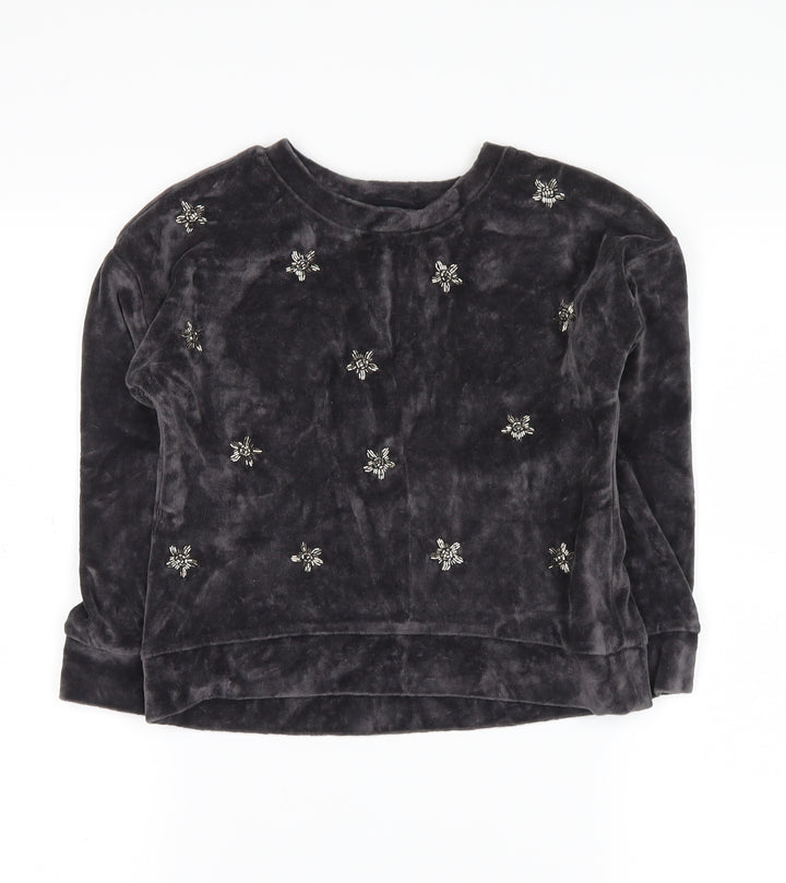 NEXT Girls Grey   Pullover Sweatshirt Size 7 Years  - stars