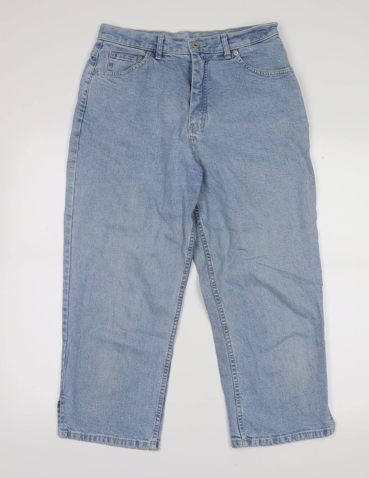 Marks and Spencer Womens Blue  Denim Cropped Trousers Size 14