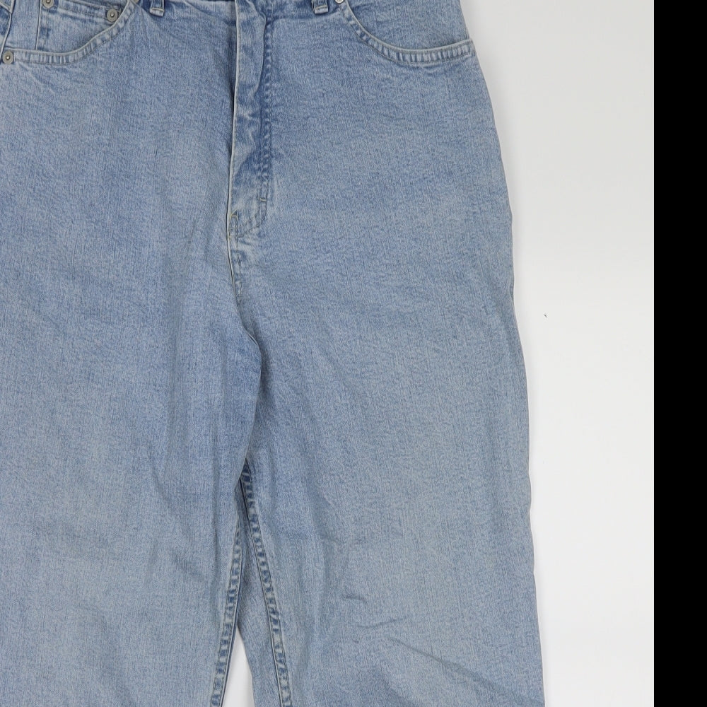 Marks and Spencer Womens Blue  Denim Cropped Trousers Size 14