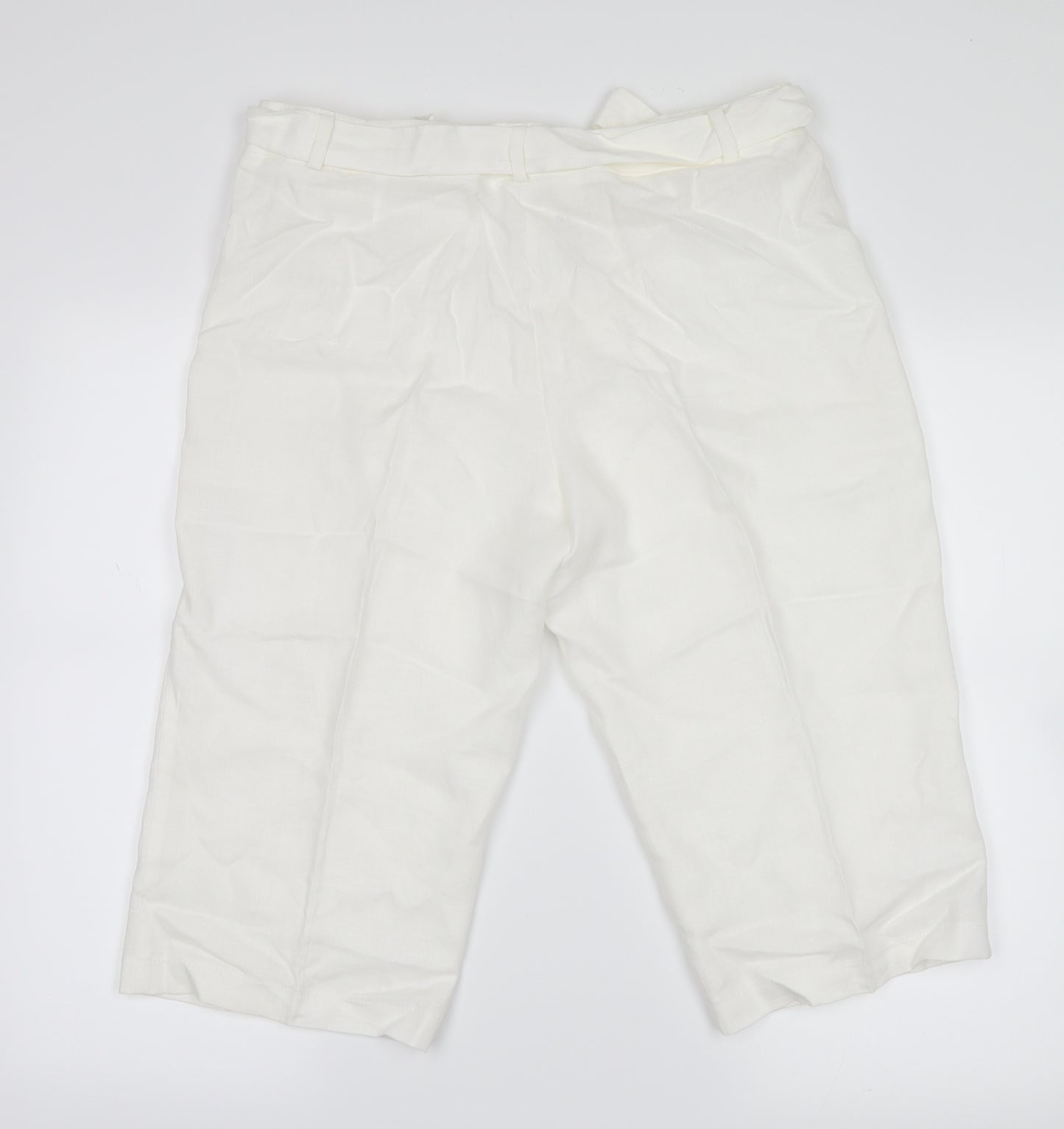 Marks and Spencer Womens White   Cropped Trousers Size 14
