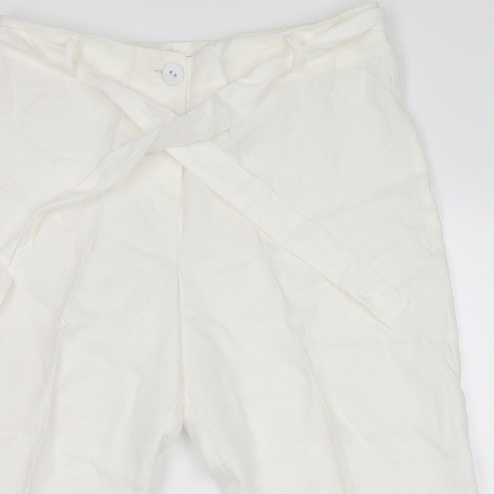 Marks and Spencer Womens White   Cropped Trousers Size 14