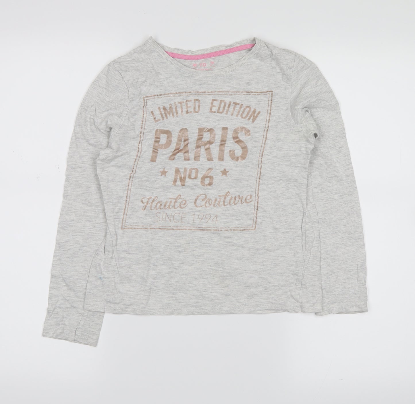 YD Girls Grey   Top Pyjama Top Size 10-11 Years  - limited edition paris