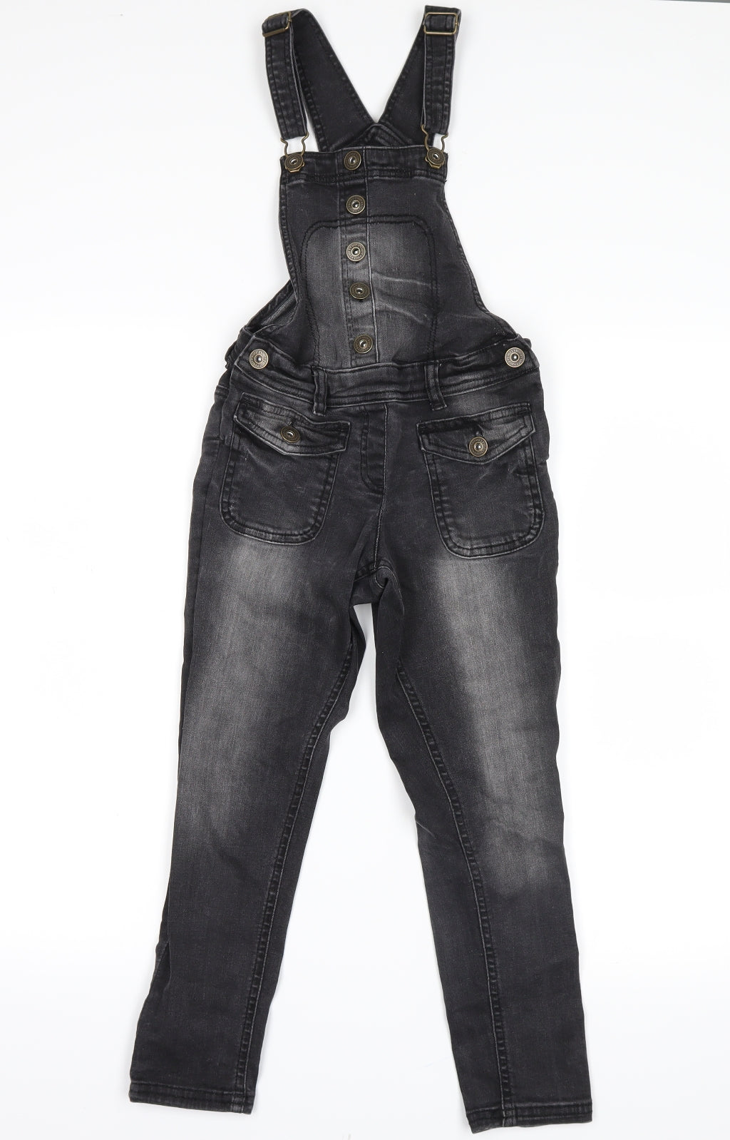 NEXT Girls Grey  Denim Dungaree One-Piece Size 9 Years