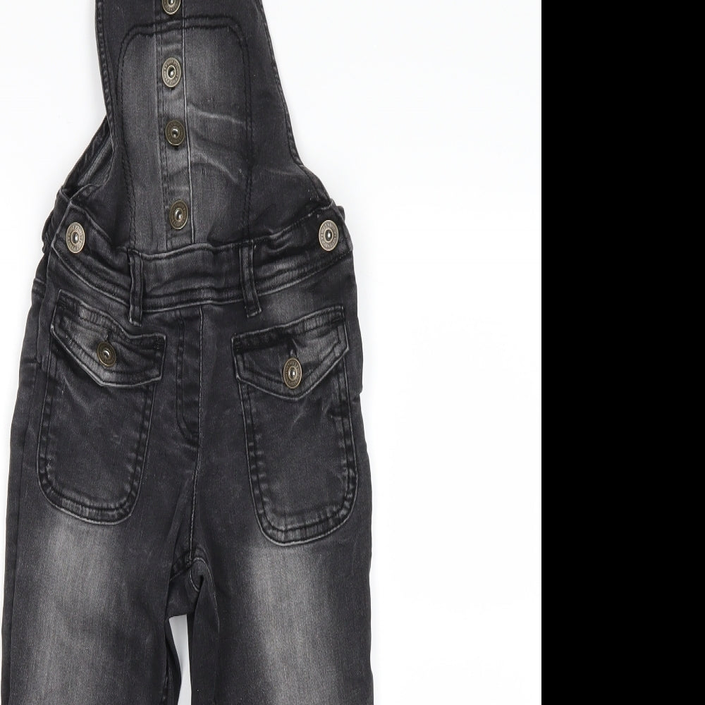 NEXT Girls Grey  Denim Dungaree One-Piece Size 9 Years