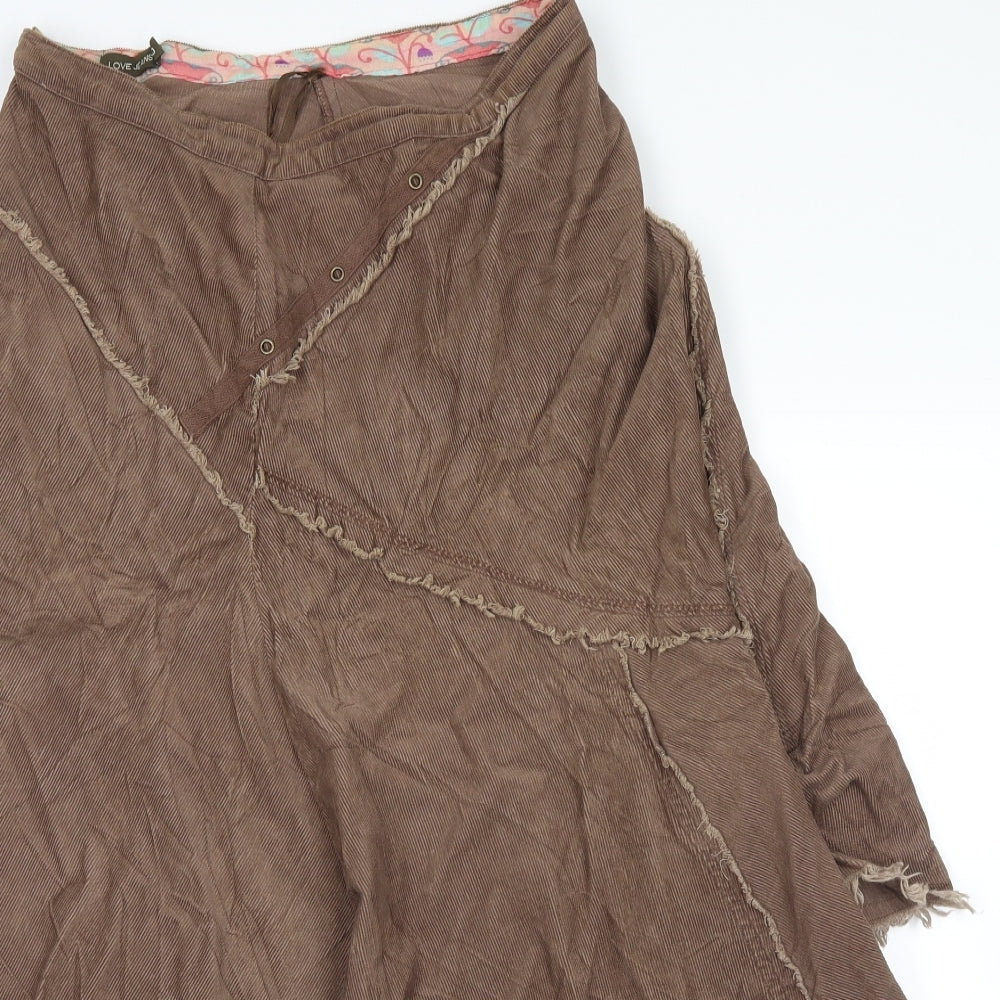 no brand Womens Brown  Corduroy Peasant Skirt Size 10
