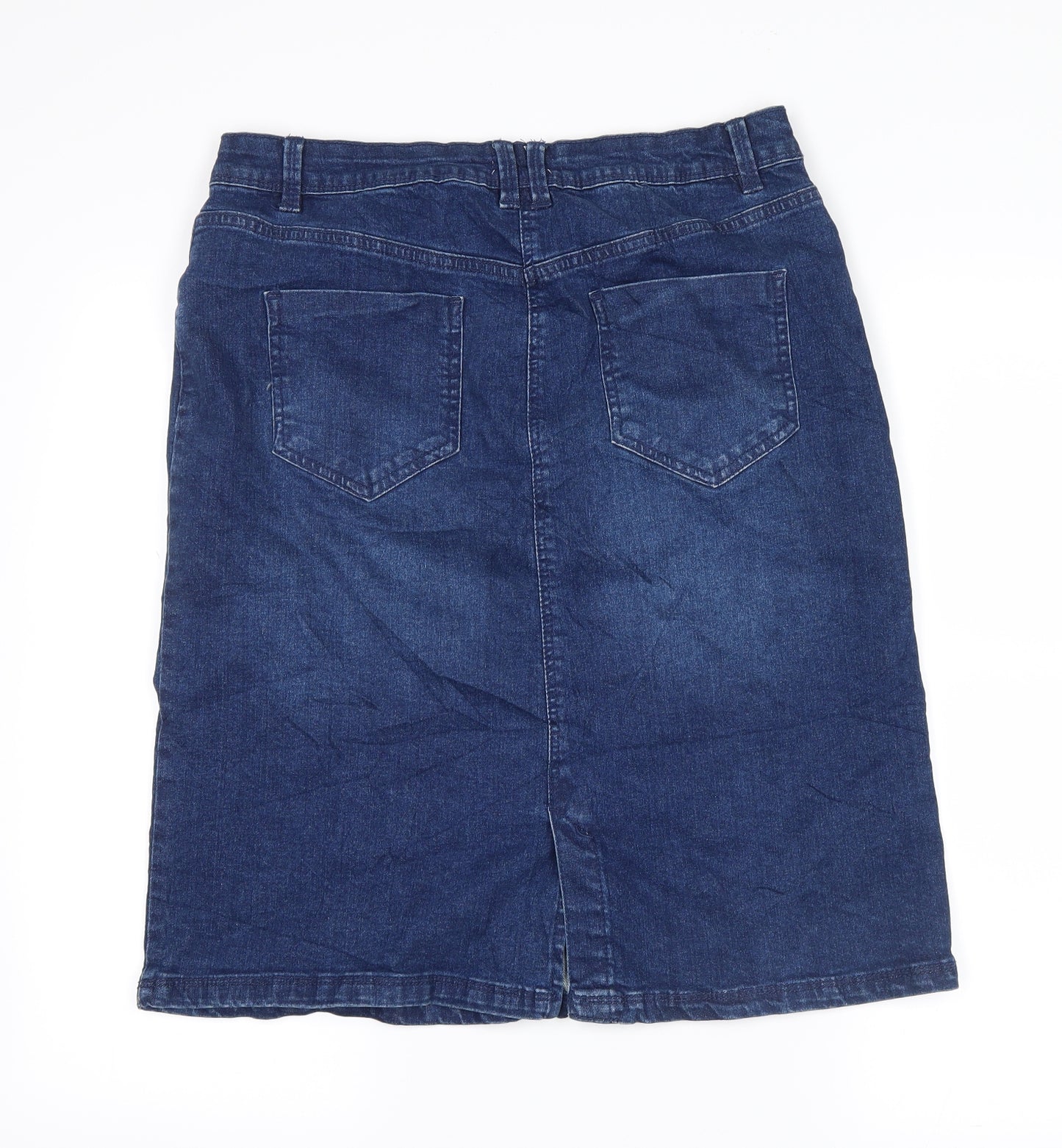 M&Co Womens Blue  Denim Flare Skirt Size 12