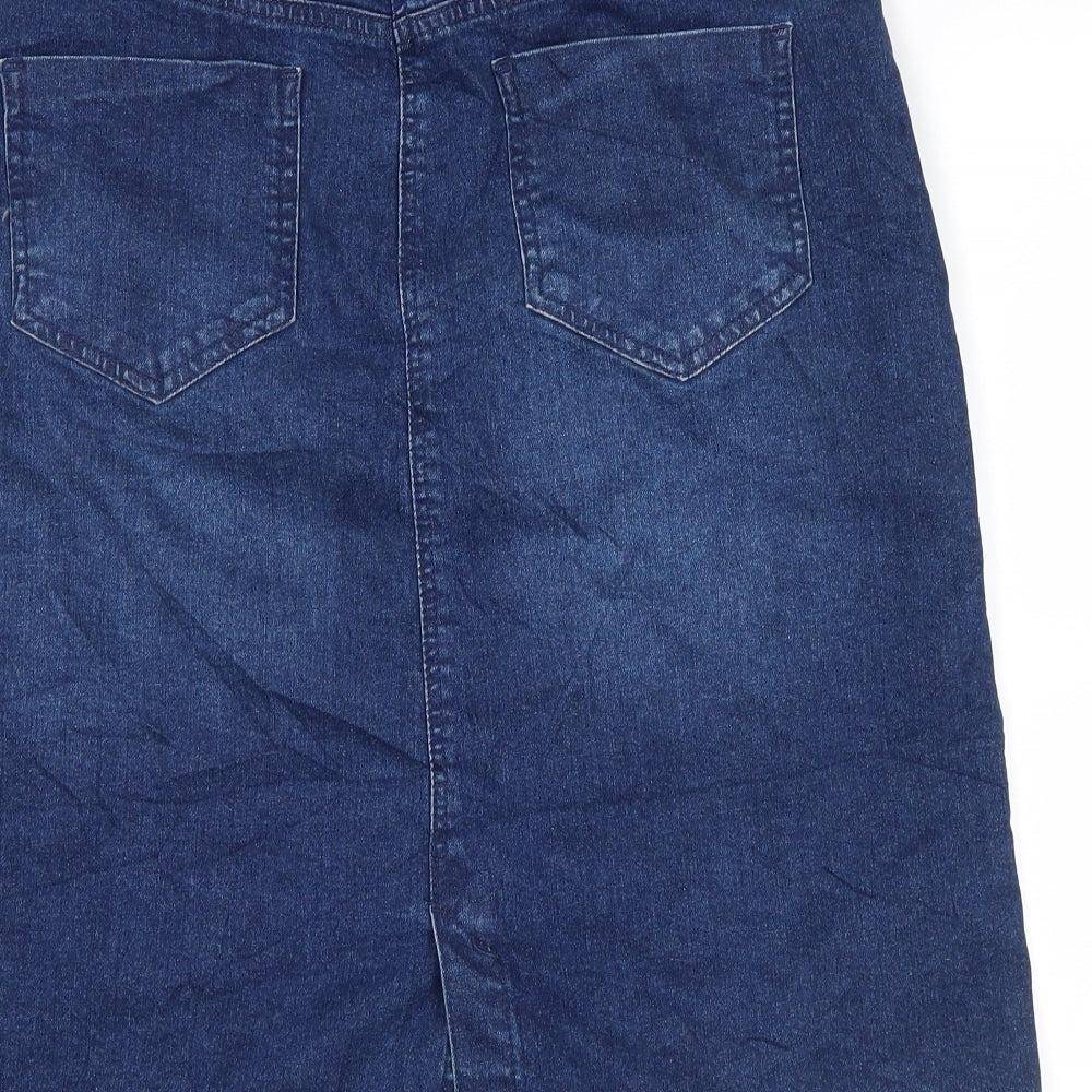 M&Co Womens Blue  Denim Flare Skirt Size 12