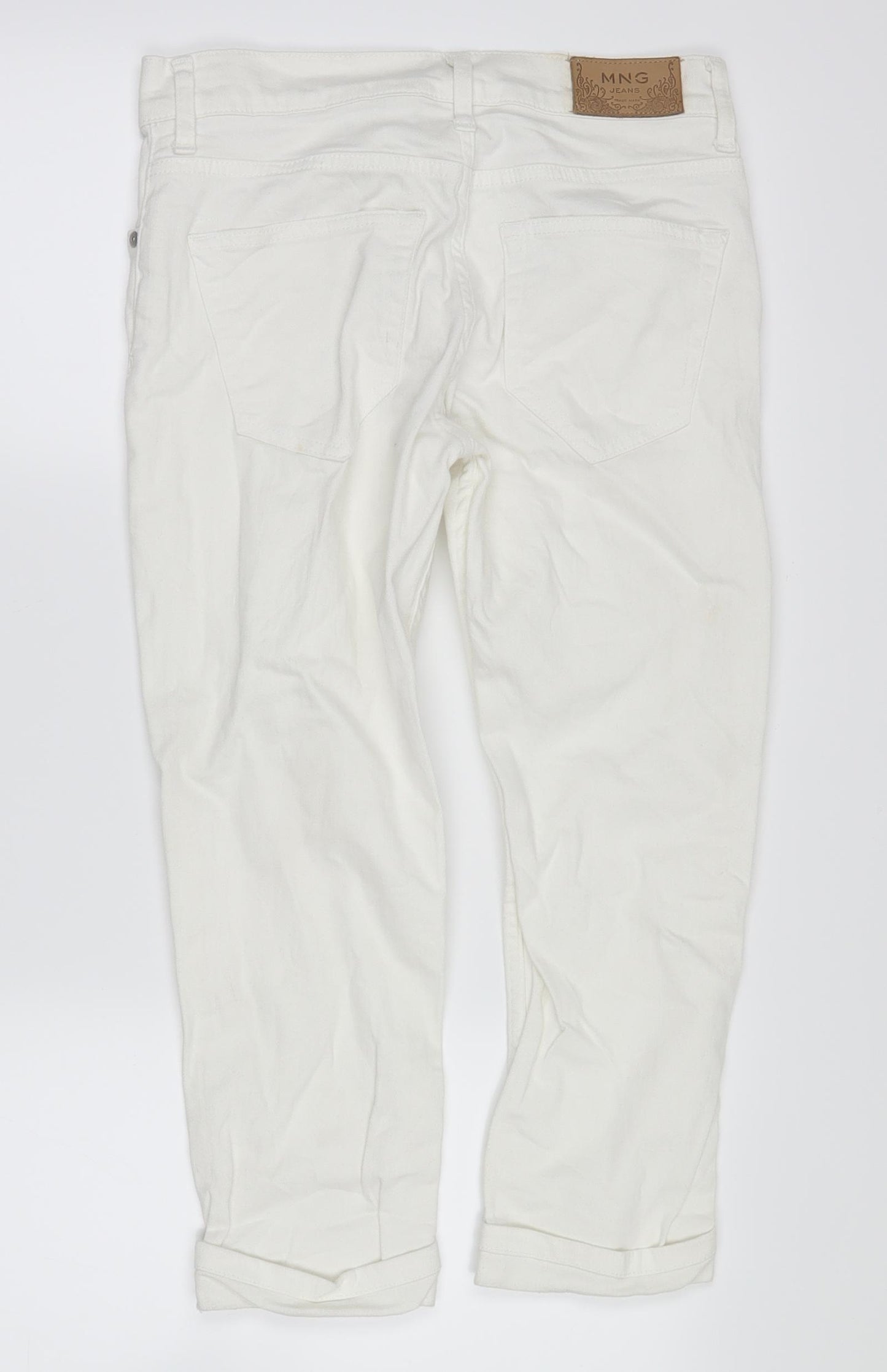 mango jeans Womens White  Denim Cropped Jeans Size 6