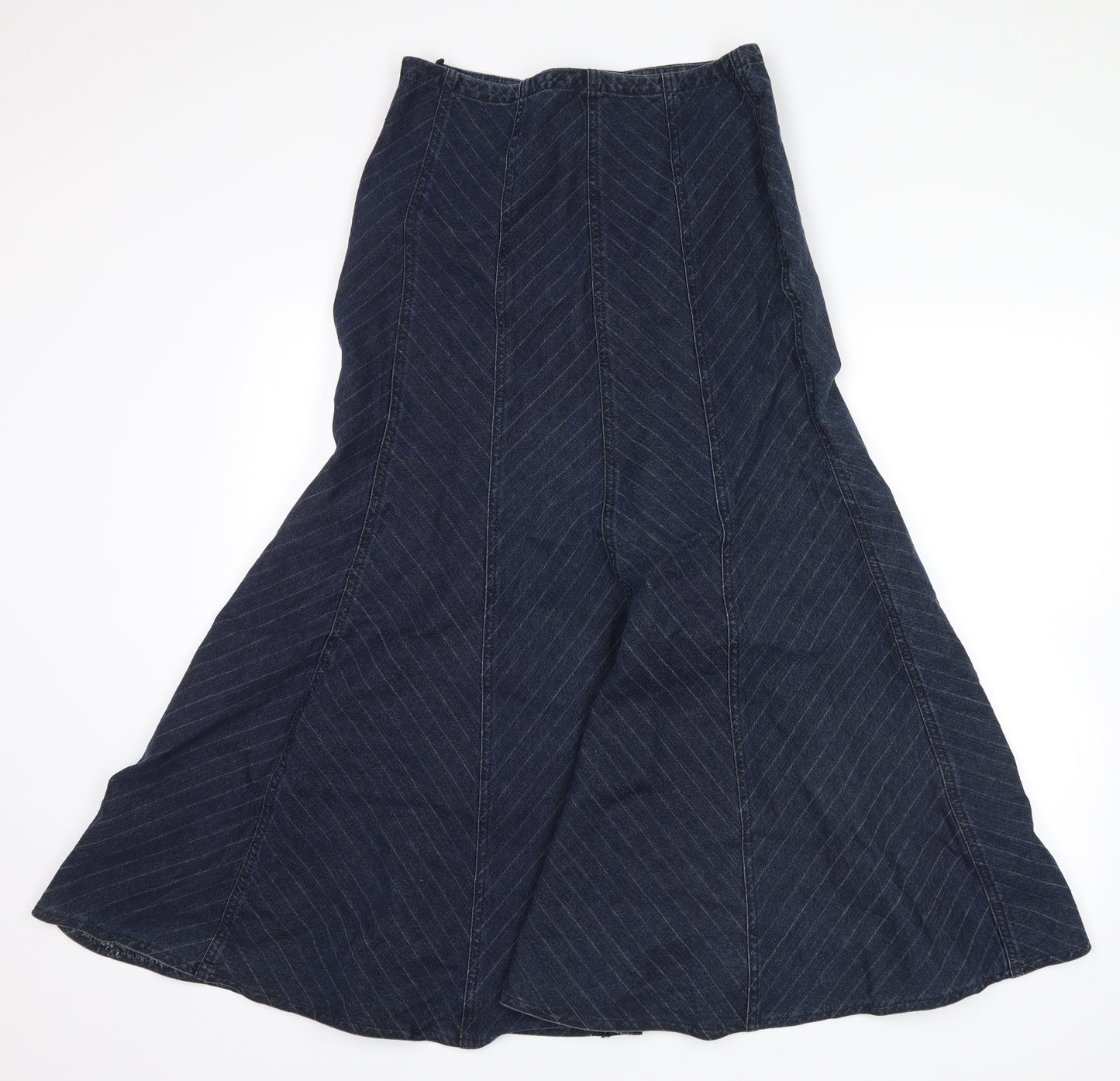 Per Una Womens Blue Striped Denim Peasant Skirt Size 10