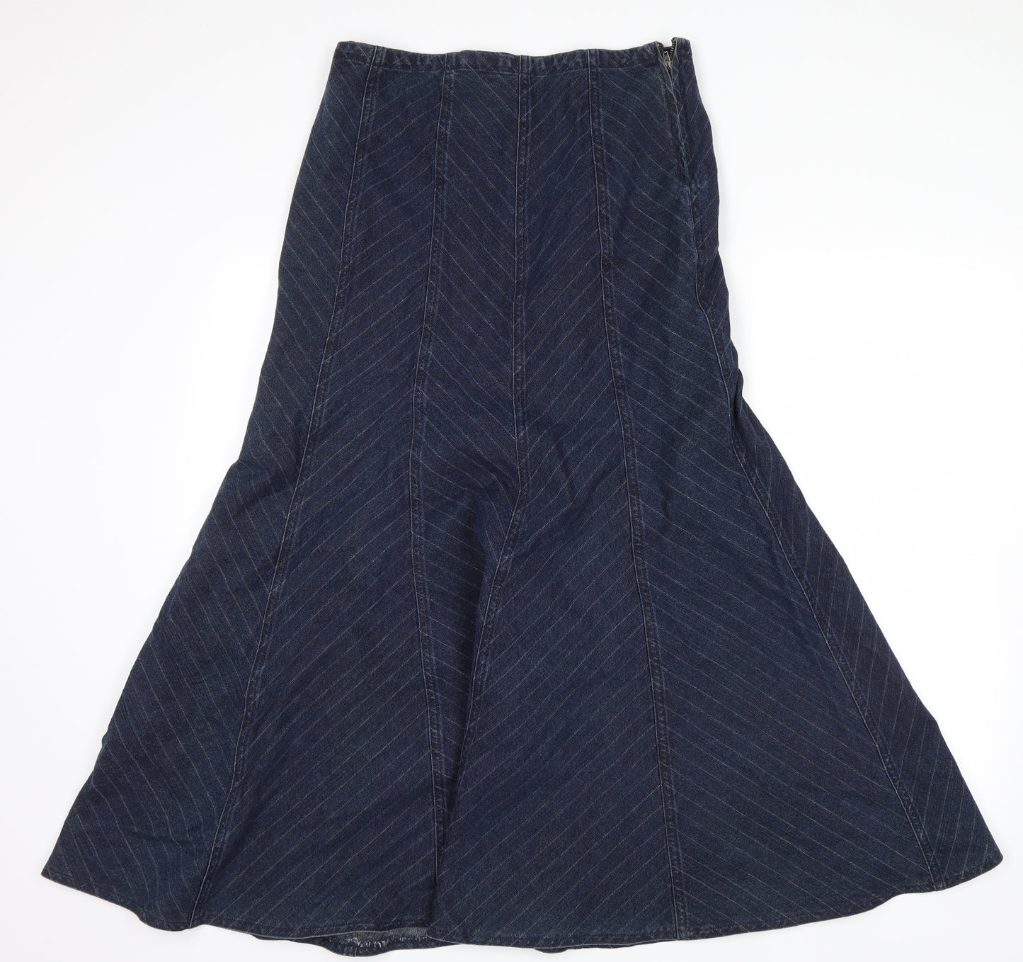 Per Una Womens Blue Striped Denim Peasant Skirt Size 10