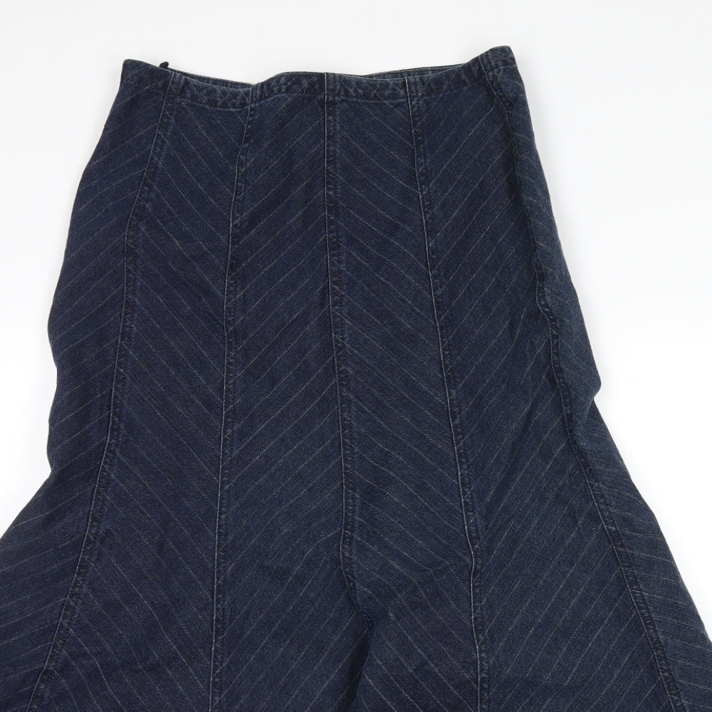 Per Una Womens Blue Striped Denim Peasant Skirt Size 10