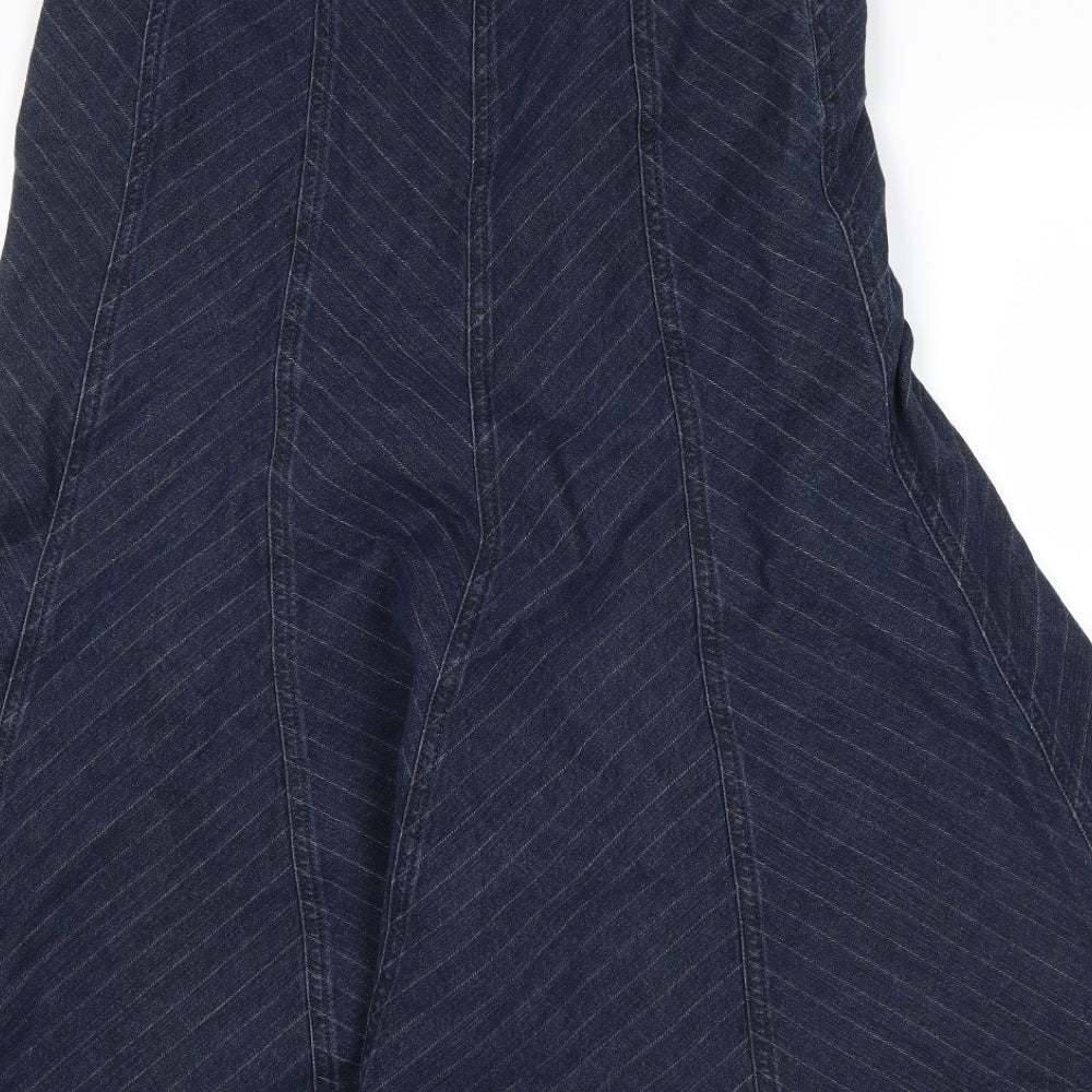Per Una Womens Blue Striped Denim Peasant Skirt Size 10