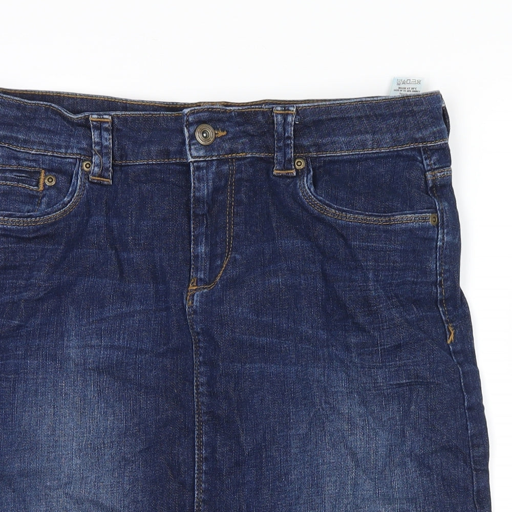 Marks and Spencer Womens Black  Denim Trumpet Skirt Size 10