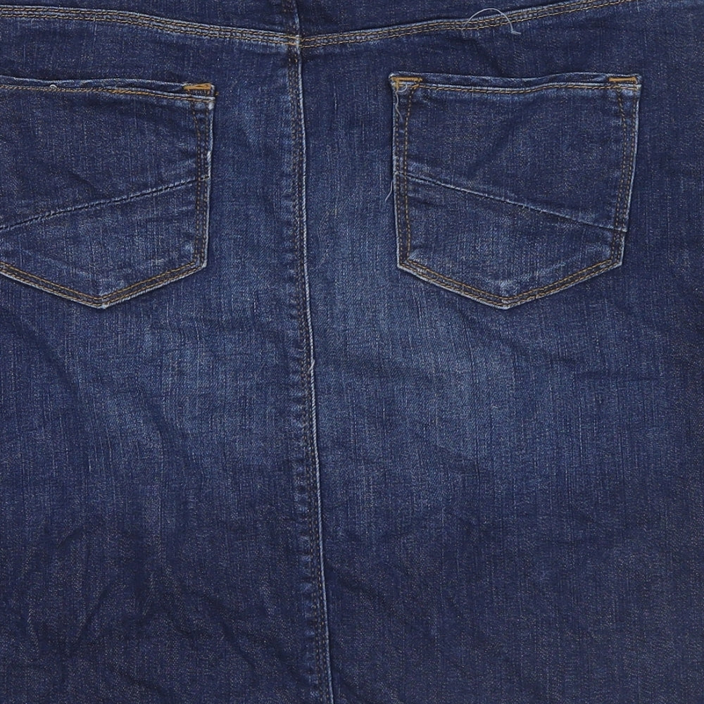 Marks and Spencer Womens Black  Denim Trumpet Skirt Size 10