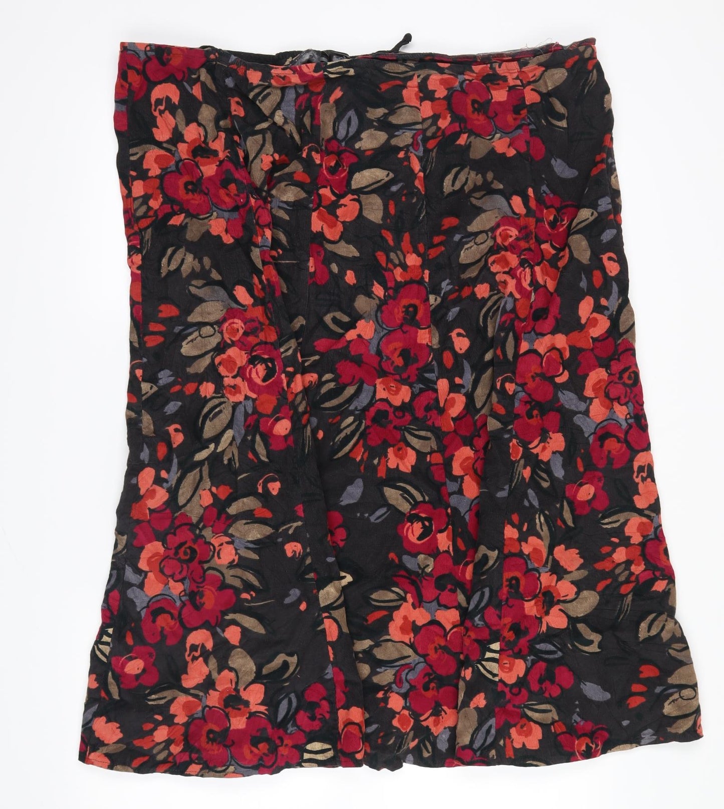 Marks and Spencer Womens Brown Floral Corduroy Peasant Skirt Size 24