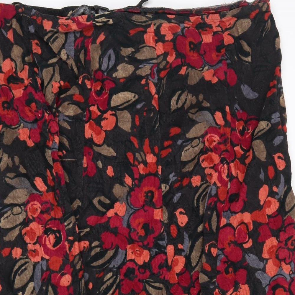 Marks and Spencer Womens Brown Floral Corduroy Peasant Skirt Size 24