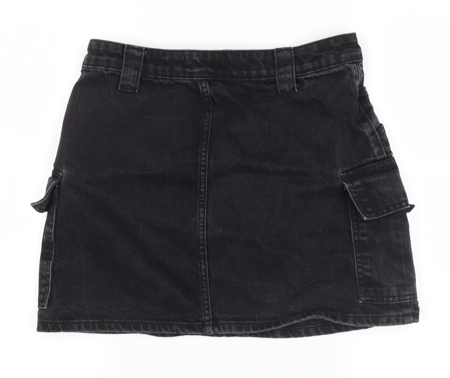 Topshop Womens Black  Denim A-Line Skirt Size 10