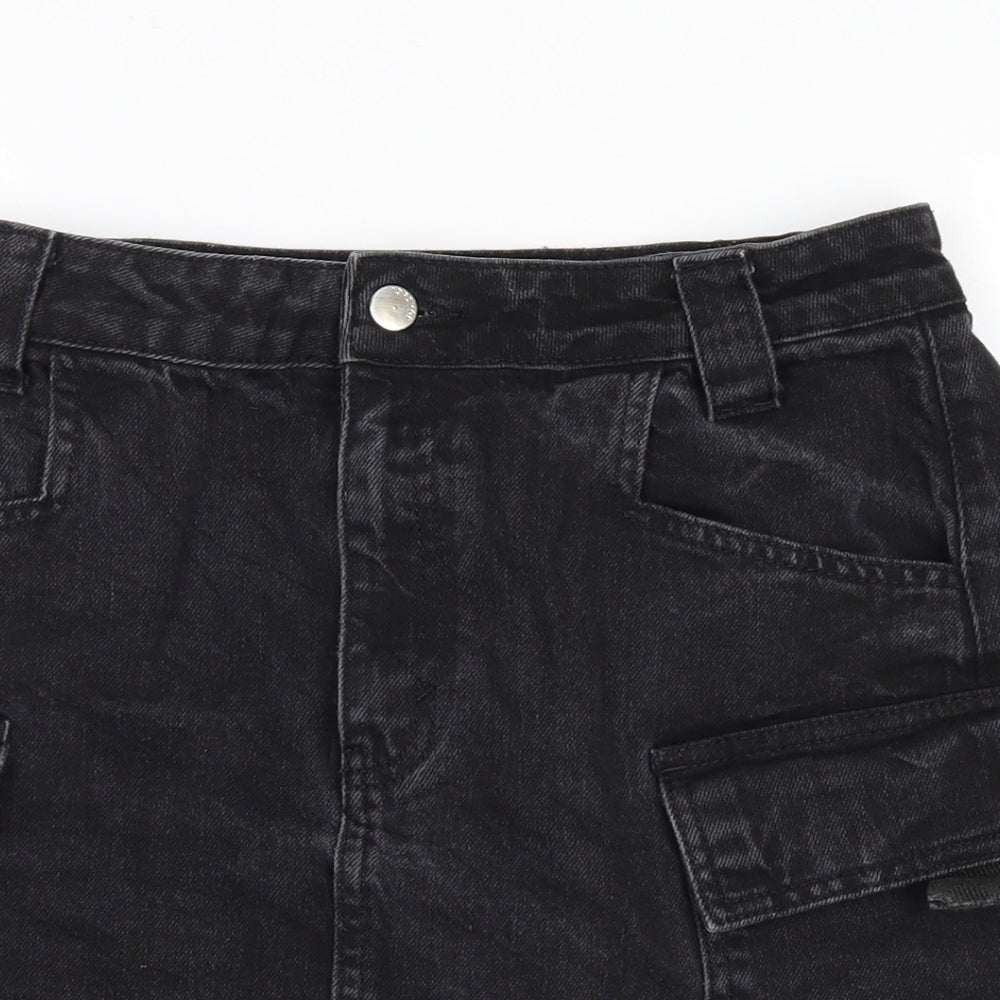 Topshop Womens Black  Denim A-Line Skirt Size 10