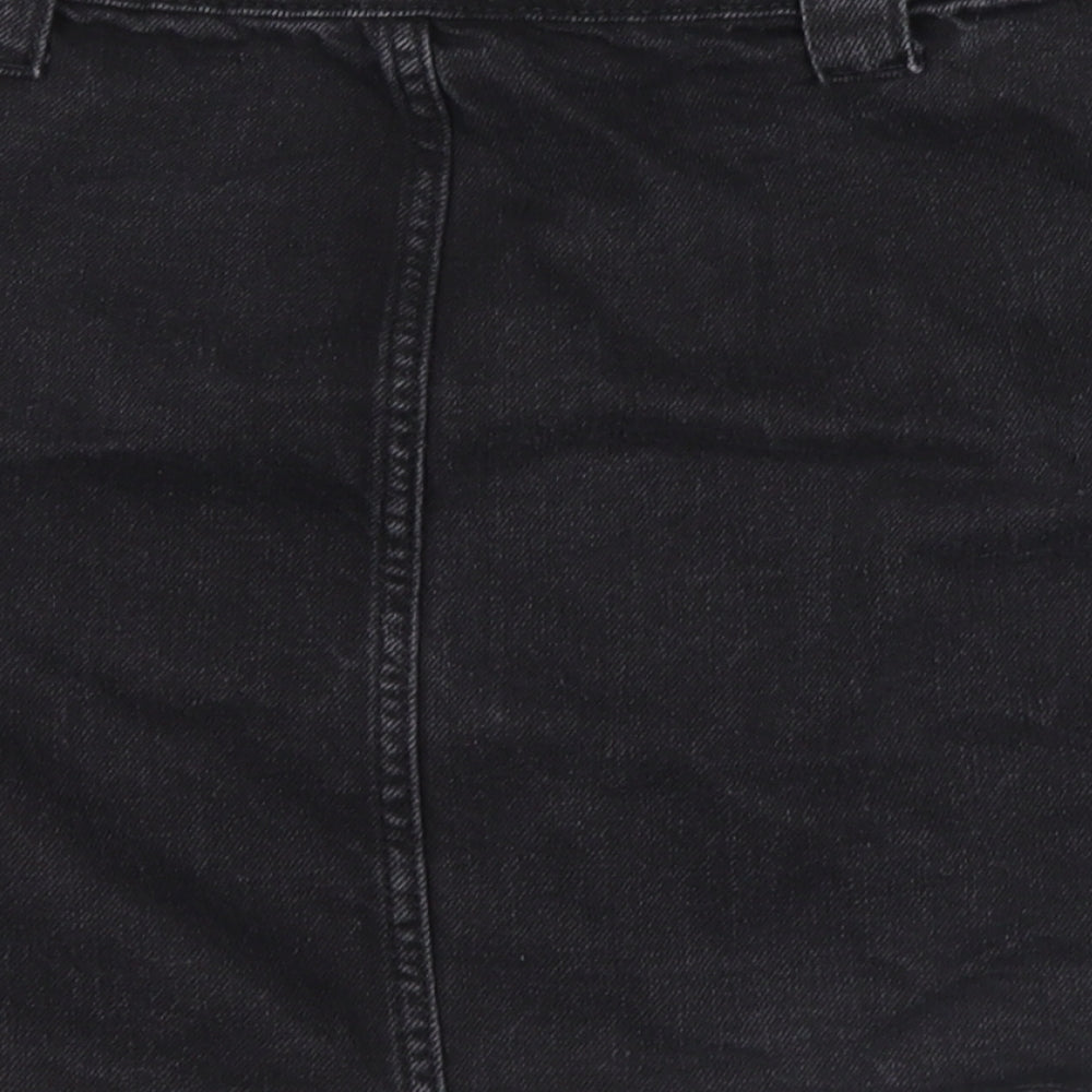 Topshop Womens Black  Denim A-Line Skirt Size 10
