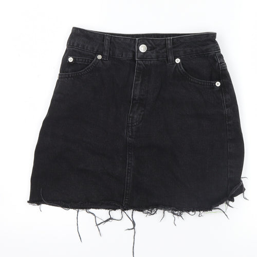 Topshop Womens Black  Denim Mini Skirt Size 6